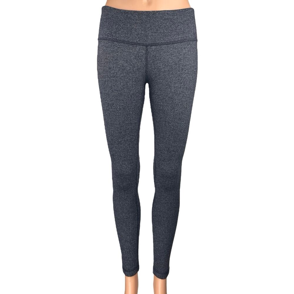 Lululemon Wunder Under Black Herringbone Skinny Low Rise Yoga Leggings Pants 4